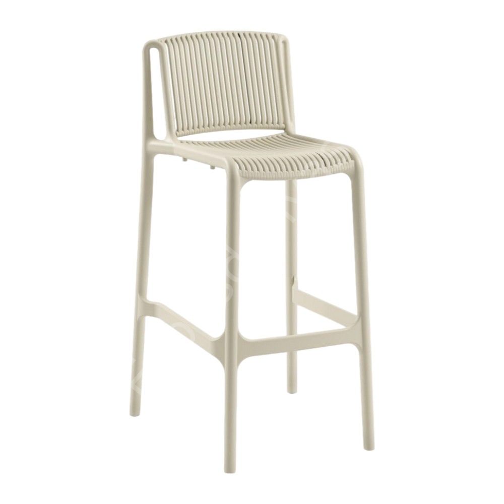 Tropik PP Plastik Bar Sandalyesi 75 cm - Bej
