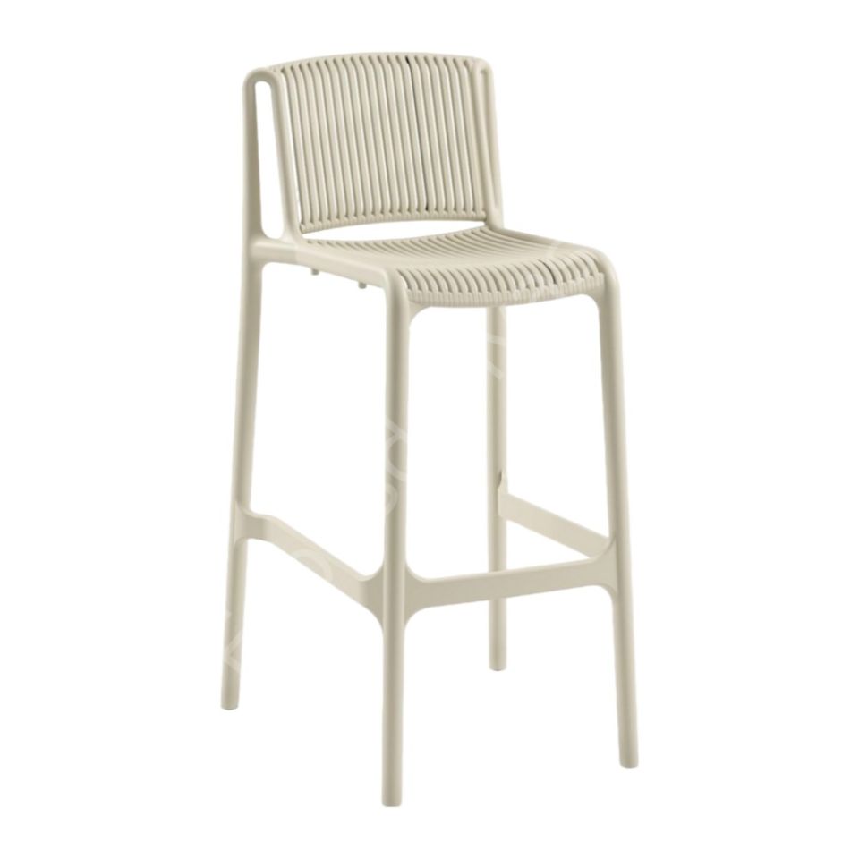 Tropik PP Plastik Bar Sandalyesi 75 cm - Bej