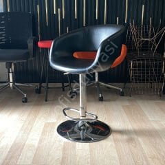 Ciro Boru Ayaklı Bar Sandalyesi Siyah Deri