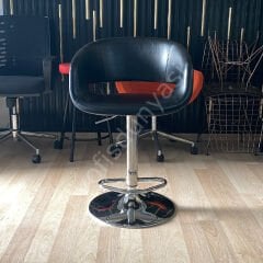 Ciro Boru Ayaklı Bar Sandalyesi Siyah Deri