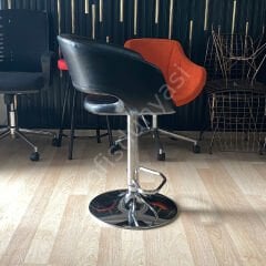 Ciro Boru Ayaklı Bar Sandalyesi Siyah Deri