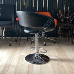 Ciro Boru Ayaklı Bar Sandalyesi Siyah Deri