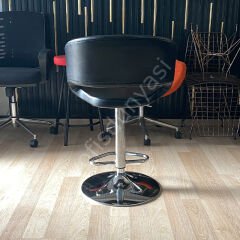 Ciro Boru Ayaklı Bar Sandalyesi Siyah Deri