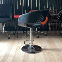 Ciro Boru Ayaklı Bar Sandalyesi Siyah Deri