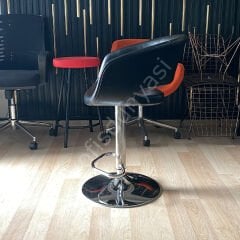 Ciro Boru Ayaklı Bar Sandalyesi Siyah Deri