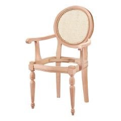 Aras Hasırlı Kollu Ham Ahşap Sandalye