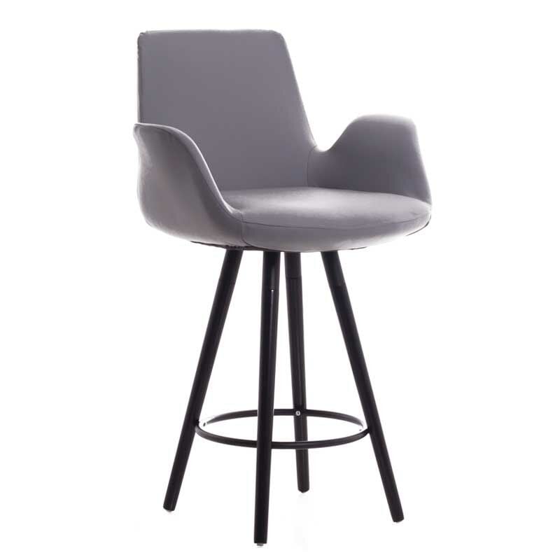 Begüm Ahşap Ayaklı Bar Sandalyesi Gri - 65 cm