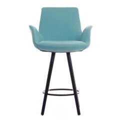 Begüm Ahşap Ayaklı Bar Sandalyesi Turkuaz - 65 cm