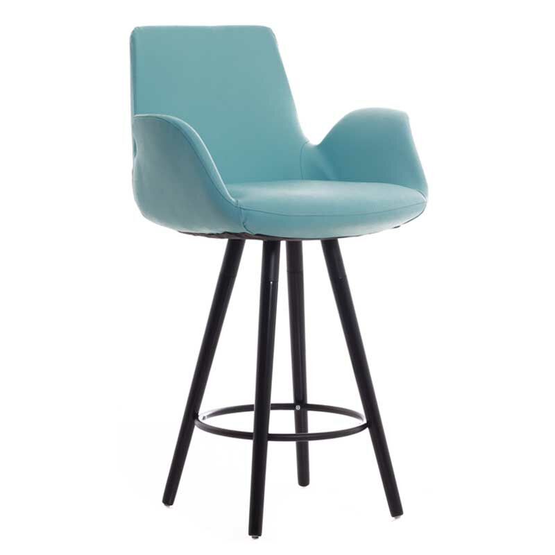 Begüm Ahşap Ayaklı Bar Sandalyesi Turkuaz - 65 cm