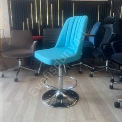 Ditha Çemberli Bar Sandalyesi Siyah Deri