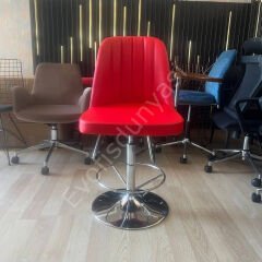 Ditha Çemberli Bar Sandalyesi Kırmızı Deri