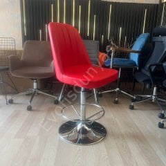 Ditha Çemberli Bar Sandalyesi Kırmızı Deri
