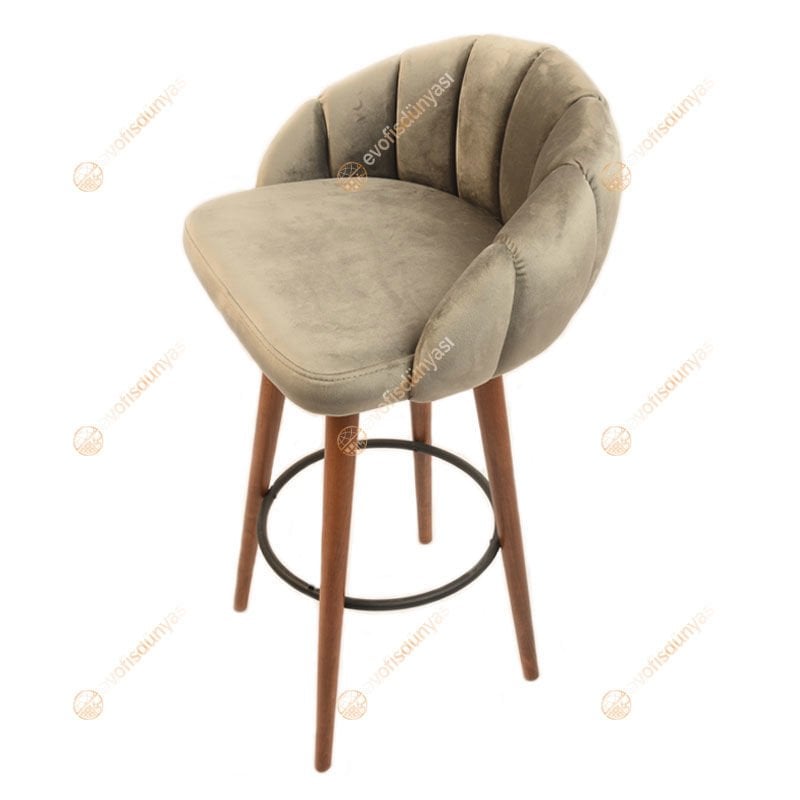 Leat Ahşap Ayaklı Bar Sandalyesi