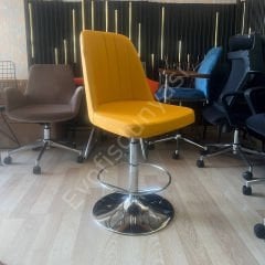 Ditha Çemberli Bar Sandalyesi Hardal Sarısı Deri