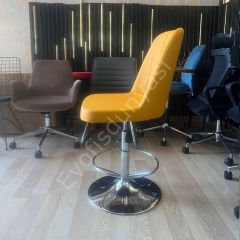 Ditha Çemberli Bar Sandalyesi Hardal Sarısı Deri