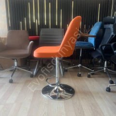 Ditha Boru Ayaklı Bar Sandalyesi Turuncu Deri