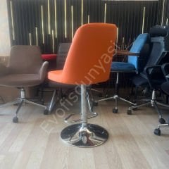 Ditha Boru Ayaklı Bar Sandalyesi Turuncu Deri