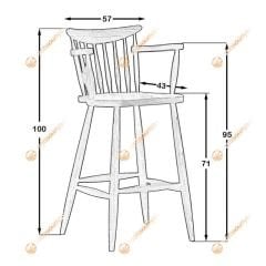 Kırlangıç Kollu Ahşap Bar Sandalyesi
