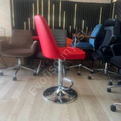 Ditha Boru Ayaklı Bar Sandalyesi Kırmızı Deri
