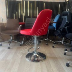 Ditha Boru Ayaklı Bar Sandalyesi Kırmızı Deri