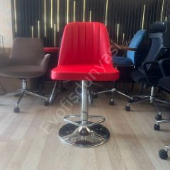 Ditha Boru Ayaklı Bar Sandalyesi Kırmızı Deri