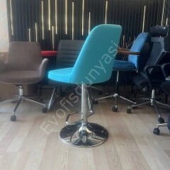 Ditha Boru Ayaklı Bar Sandalyesi Turkuaz Deri