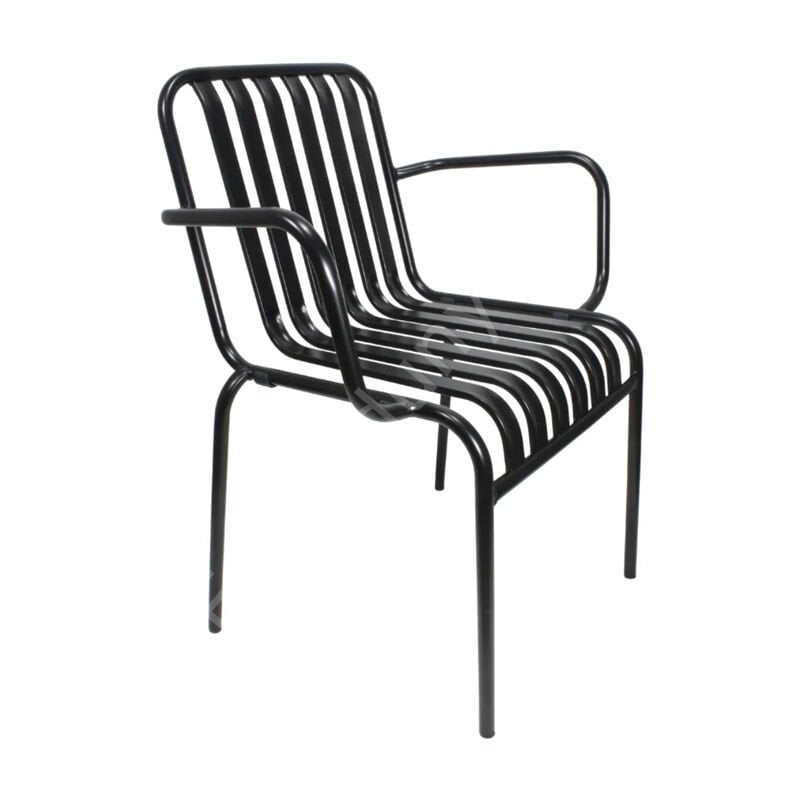 Espresso Kollu Metal Sandalye Siyah