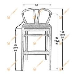 Wishbone Döşemeli Bar Sandalyesi Natural