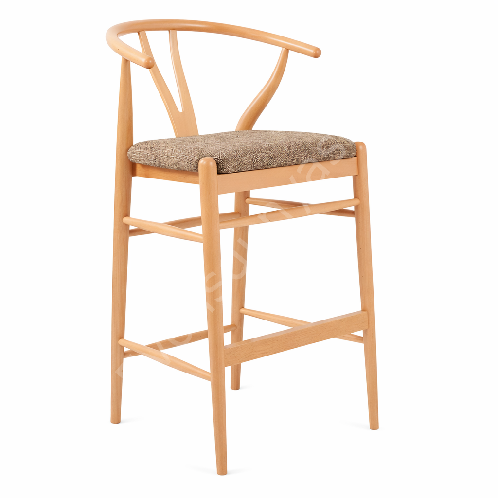 Wishbone Döşemeli Bar Sandalyesi Natural