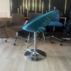 Song Boru Ayaklı Bar Sandalyesi Petrol Yeşil