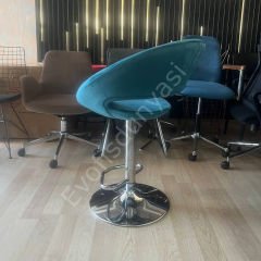 Song Boru Ayaklı Bar Sandalyesi Petrol Yeşil