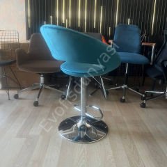 Song Boru Ayaklı Bar Sandalyesi Petrol Yeşil