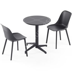Moon Ø60 2 Kişilik Sabit Kafe Masa Takımı Siyah