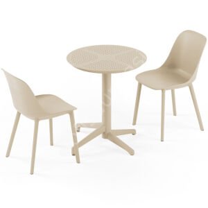 Moon Ø60 2 Kişilik Sabit Kafe Masa Takımı Siyah