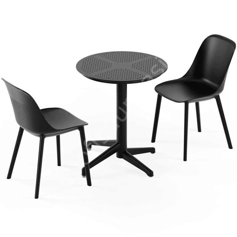 Moon Ø60 2 Kişilik Sabit Kafe Masa Takımı Siyah