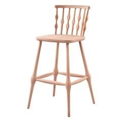 Ham Boncuk Ahşap Bar Sandalyesi