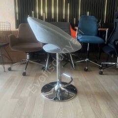 Song Boru Ayaklı Bar Sandalyesi Bej Kaşe Kumaş