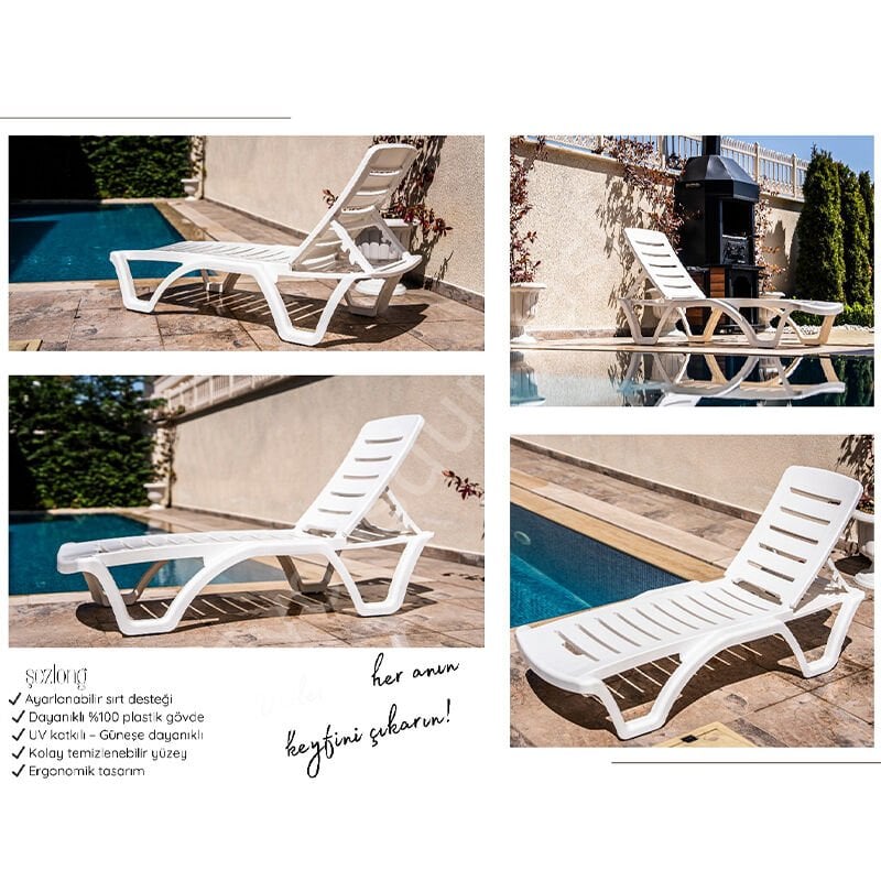 Klasik Kolsuz Şezlong Beyaz