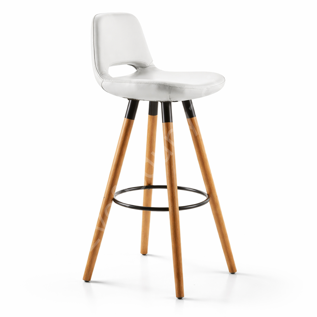 Mark Ahşap Ayaklı Bar Sandalyesi Beyaz - 65 cm
