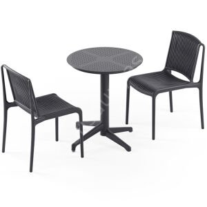 Moon Ø60 2 Kişilik Tropik Sabit Kafe Masa Takımı Beyaz