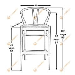 Wishbone Hasırlı Bar Sandalyesi