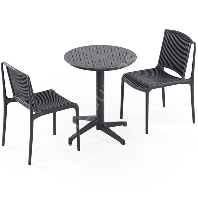 Moon Ø60 2 Kişilik Tropik Sabit Kafe Masa Takımı Antrasit