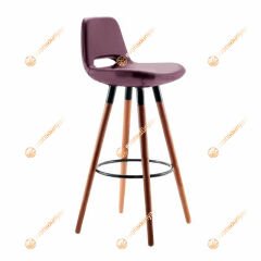 Mark Ahşap Ayaklı Bar Sandalyesi Mor - 65 cm