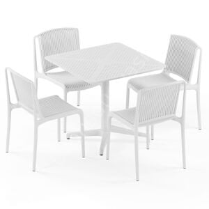 Kafe Masa Takımı Moon 80x80 Sabit & Sandalye Tropik  4 Kişilik Vizon