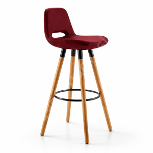 Mark Ahşap Ayaklı Bar Sandalyesi Bordo - 75 cm