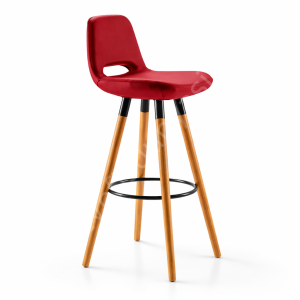 Mark Ahşap Ayaklı Bar Sandalyesi Kırmızı - 75 cm