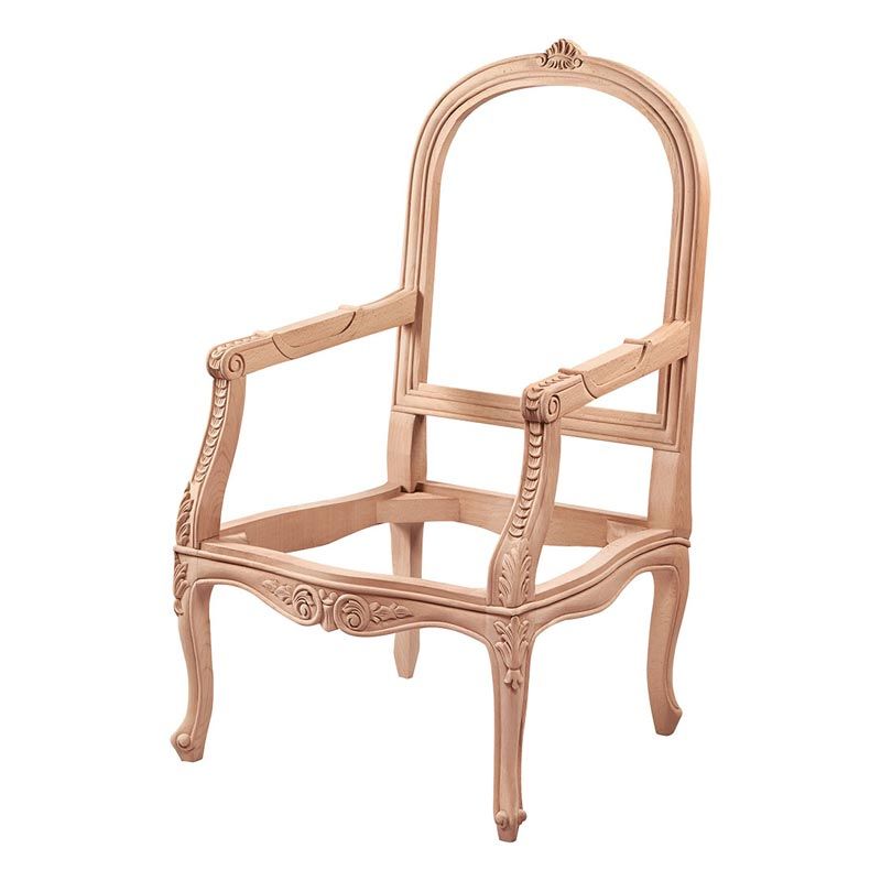 İnci Oymalı Ham Ahşap Berjer