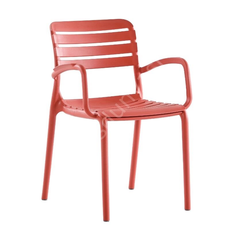 Ventolüx Kollu PP Plastik Sandalye Kırmızı