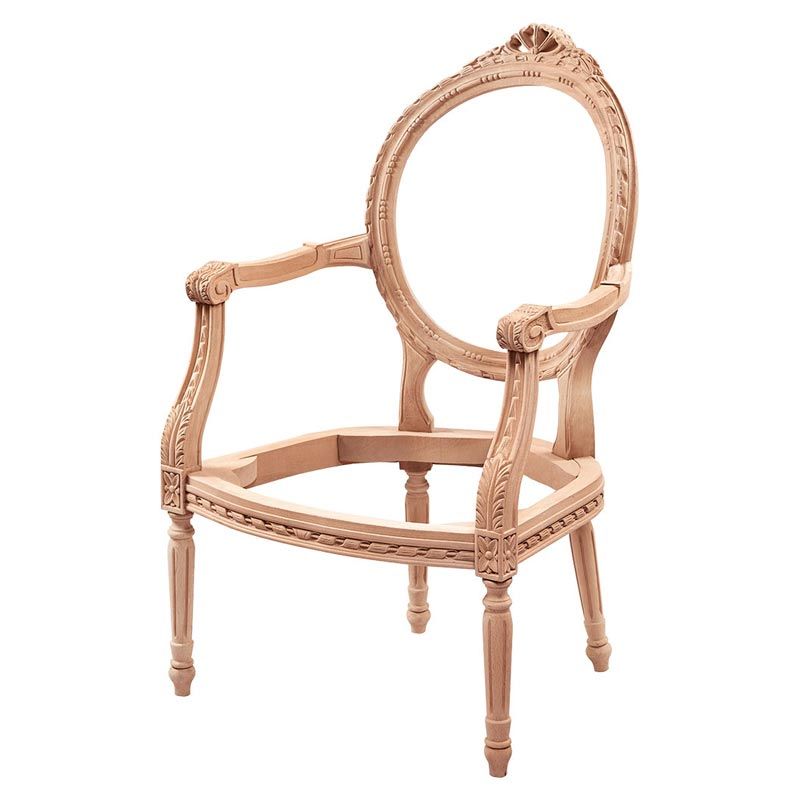 Lale Oymalı Ham Ahşap Berjer