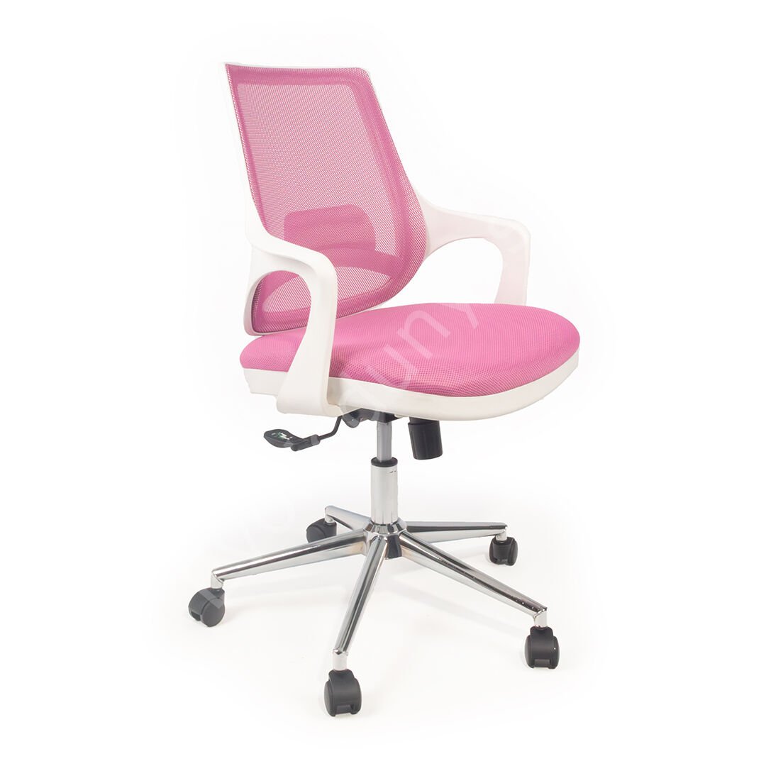 Regal Krom Ayaklı Çalışma Koltuğu Beyaz Pembe